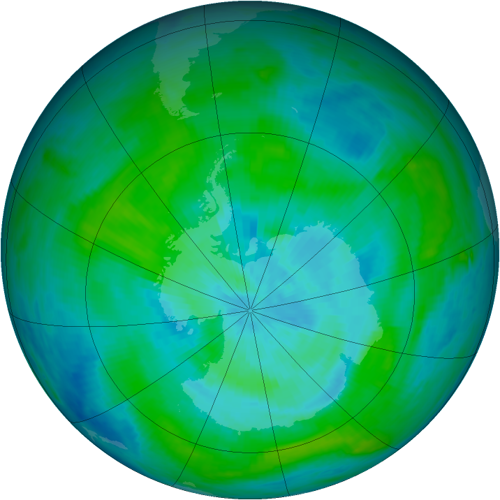 Antarctic ozone map for 11 March 1982